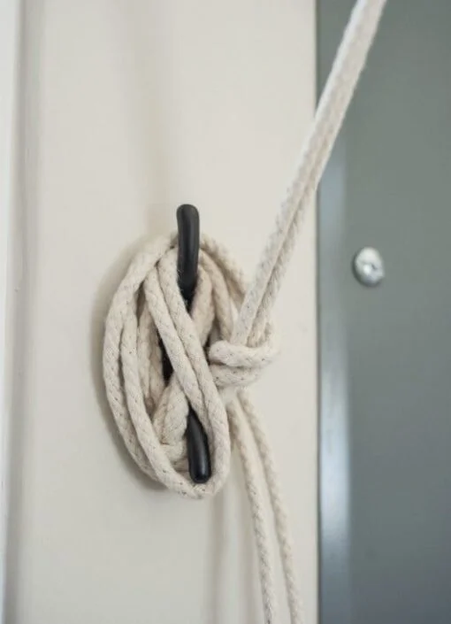 cast iron cleat and cotton rope is part of the Sheila Maid kit