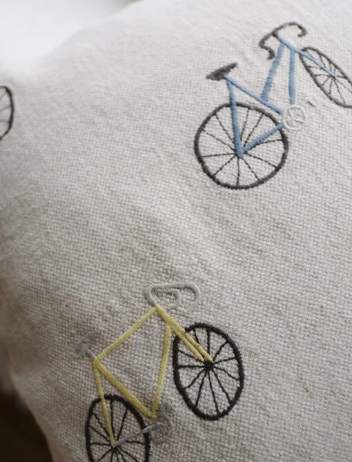 Cyclists Embroidered Cushion - Image 2