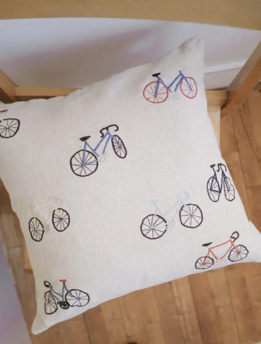 Cyclists Embroidered Cushion