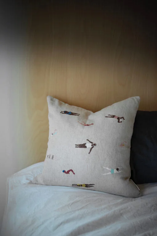 Swimmers Embroidered Cushion - Image 3