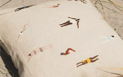 Swimmers Embroidered Cushion